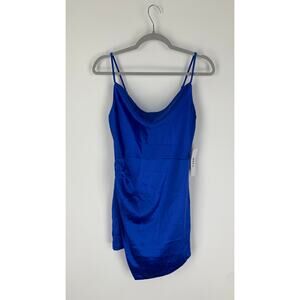 Olia Blue Mini Satin Dress Womens Small Spaghetti Strap New Short